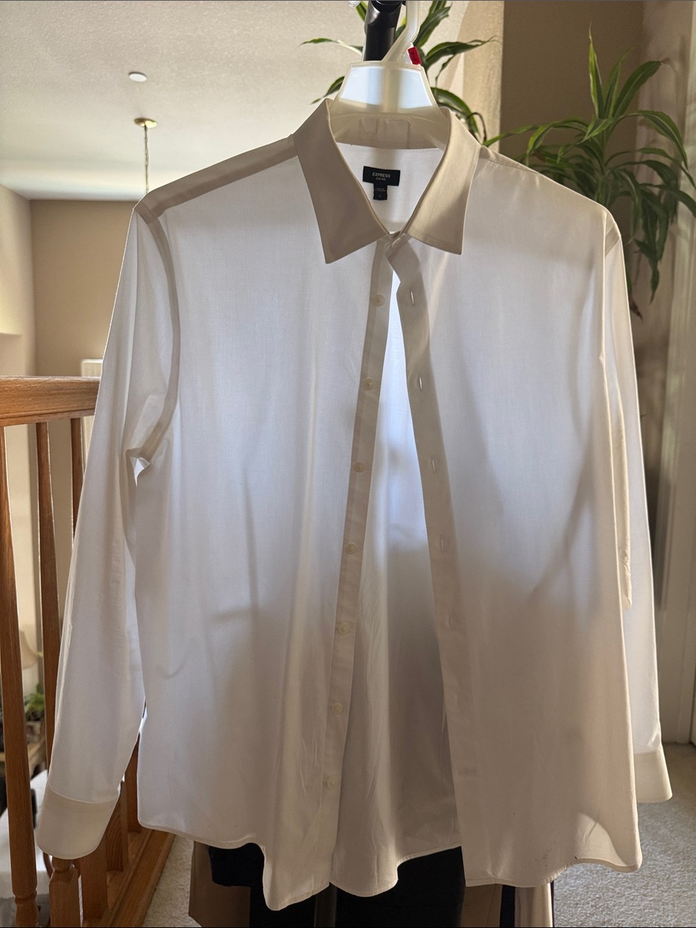 Express White Dress Shirt with Tan Collar